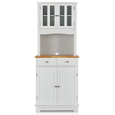 Costway Kitchen Buffet Hutch Storage Cabinet w Microwave Stand Storage Shelves $199.99
