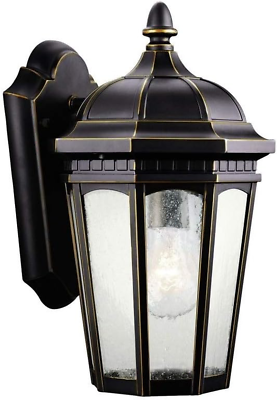 #ad Courtyard 11quot; 1 Light Outdoor Wall Light with Clear Seeded Glass in Rubbed Bronz $103.99