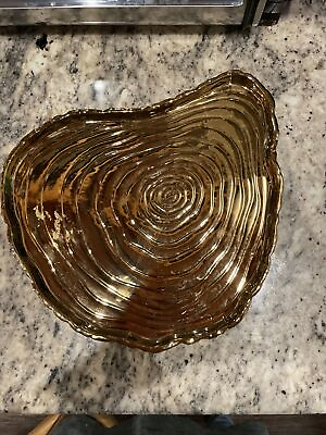 #ad Gold Colored Holiday Player For Food Candles Candy Has Tree Cut 13x12 Oyster $45.00
