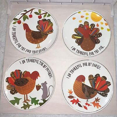 #ad Set of 4 Pottery Barn Kids Plastic Turkey Thanksgiving Plates $40.00