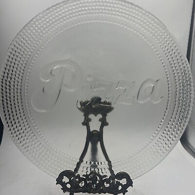 #ad #ad Vintage Glass Pizza Plate 13” Hobnail Raised Pizza Inscribed $62.99