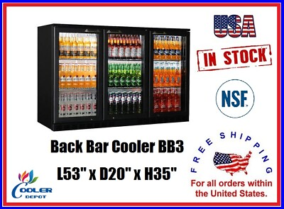 #ad Commercial Back Bar Cooler Refrigerator 3 Door Glass Display L53 x D20 x H35 NSF $1368.19