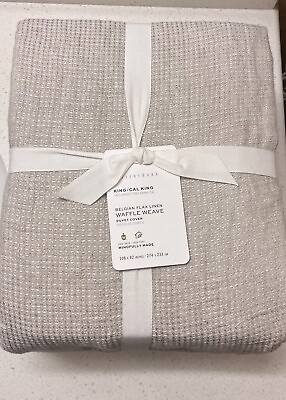 Pottery Barn Belgian Flax Linen Waffle Duvet Cover King Cal King Flax Color $139.00