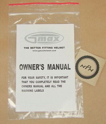 #ad New NOS Gmax Helmet Owners Manual Open Face Half Off Road Full Face System Etc $2.39