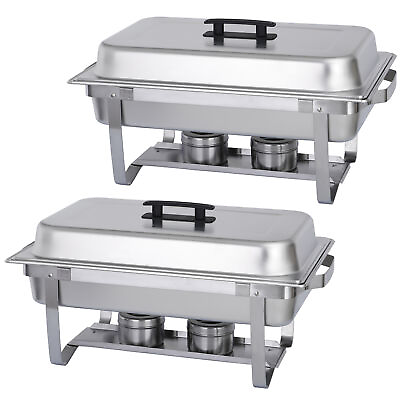 #ad 2 Pack 8 QT Stainless Steel Chafer Chafing Dish Sets Catering Food Warmer $60.58