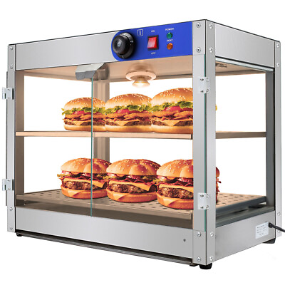 2 Tier Countertop Food Warmer Commercial Heat Food Pizza Display Case Warm 750W $245.99