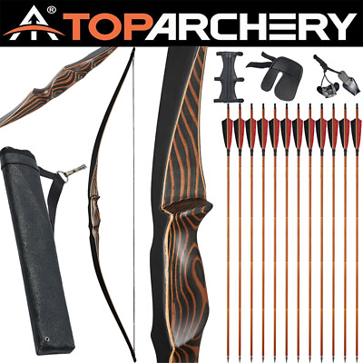 #ad 54quot;20 70lb Wooden Bow Traditional Archery Longbow Recurve Bow Hunting Target Set $203.97