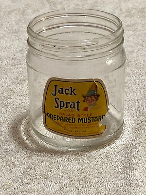 #ad #ad Jack Sprat Salad Style Prepared Mustard Paper Label Glass Jar No Lid $24.00