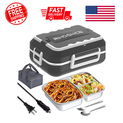#ad Portable 60W Fast Electric Lunch Box Food Warmer for Car Truck Work Home $36.99