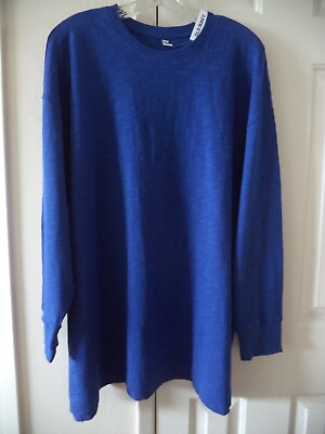 #ad #ad Cobalt Royal Blue Side Slit Tunic Long Sleeve Oversize Tshirt 3XL 4X 26 28 30 3X $24.99