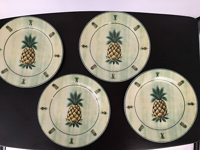 #ad Set of 4 I. Godinger amp; Co. Dessert Salad Plate Pineapple 7.5 Inch Green amp; yellow $29.99
