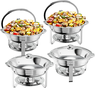 #ad Chafing Dish Buffet Set 4 Pack 5QT round Chafers and Buffet Warmers Sets for Ca $240.36