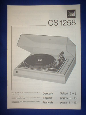 #ad #ad Dual CS 1258 Turntable Owner Manual Factory Original The Real Thing CS1258 C $21.26
