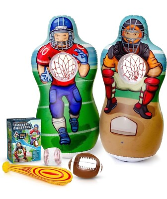 #ad Super Pumped Inflatable Baseball Catcher Football Target Set Blow Up Toys $31.98