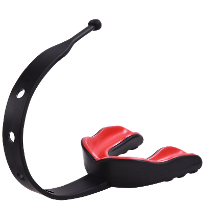 #ad Football Mouth Guard with Strap Black Red Strapped Mouth Guard w Case $13.99