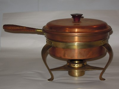 Tagus Portugal Brass Copper Tin Chafing Dish Food Warmer Buffet Stand amp; Burner $52.19