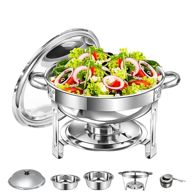 #ad Chafing Dish Buffet Set 5.3QT Stainless Steel Buffet Server Chafer Food Warmer $39.79