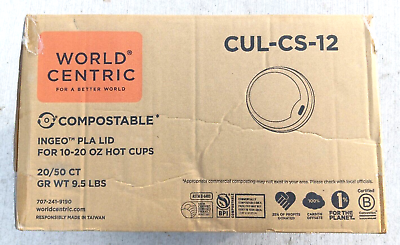 #ad World Centric CUL CS 12 10 20 oz Hot Cup Lid White 1000 ct $15.00