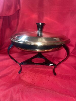 #ad Vintage Copper Chafing Dish with Pan Cover Stand Retro Decoration See Pics $21.90