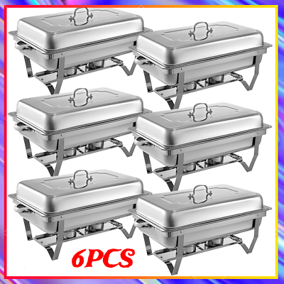 9.5 QT 6 Pack Stainless Steel Chafer Chafing Dish Sets Catering Food Warmer $158.89