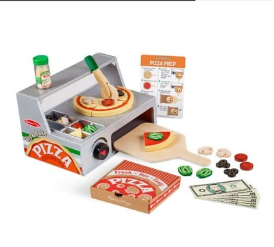 #ad MELISSA AND DOUG WOODEN PIZZA COUNTER BRAND NEW SEALED 41 PIECE SET $54.88