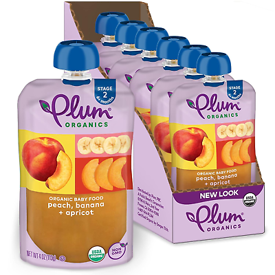 #ad Stage 2 Organic Baby Food Peach Banana and Apricot 4 Oz Pouch Pack of 6 $18.34