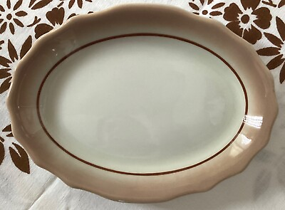 #ad JACKSON CHINA RESTAURANT WARE 7X5.25 OVAL PLATE K 6 AIRBRUSHED BROWN FADED EDGE $9.00