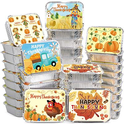 #ad Thanksgiving Aluminum Food Containers with Lids 36PCS Cute Thanksgiving Lefto... $28.40