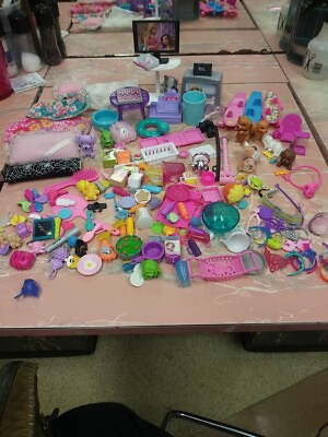 #ad #ad MATTEL Barbie Doll Accessories huge Lot Food Kitchen Dishes Bathroom Pets Hair $99.99