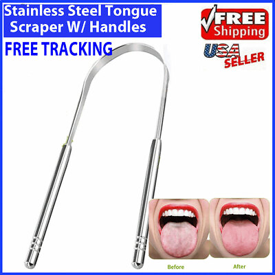 Tongue Scraper Cleaner Stainless Steel Dental Fresh Breath Cleaning Oral Tounge $4.99