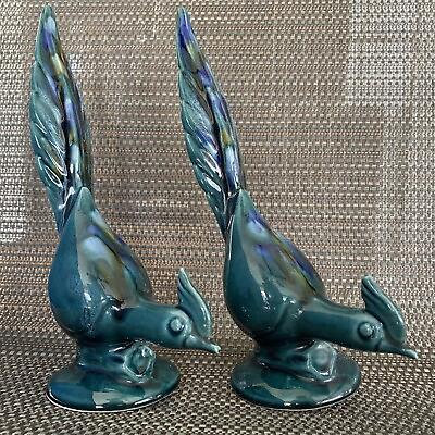 DeForest of California Pottery Bird Roadrunner Figurines Set of 2 MCM $40.50