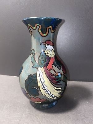 7” Decoro Made In England Pottery Pheasant Floral Vase $35.00