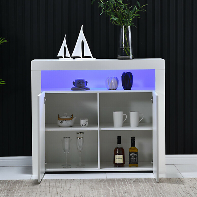 #ad #ad Modern High Gloss Buffet Sideboard w LED Light Storage Cabinet Kitchen Cupboard $101.00