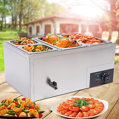 #ad 4 pan Commercial Buffet Food Warmer Intelligent Thermal Soup Bain Marie Pool NEW $127.68