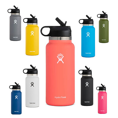 Hydro Flask Water Bottle Stainless steel Wide Mouth with Straw Lid 2.0 New $32.99