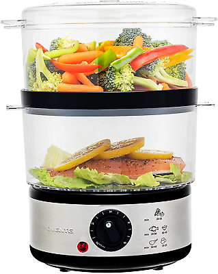 Electric Food Steamer 5Qt Meal Cooker 2 Tier Stackable Basket for Vegetable Fish $32.83