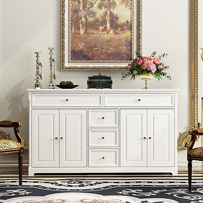 59.1quot;W Sideboard Buffet Cabinet 5 Drawers 4 Doors Kitchen Buffet Storage Cabinet $329.99