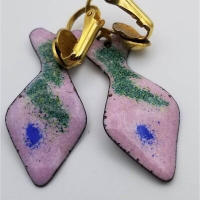 #ad Unique Artic fish pond clip on earrings vintage $13.00