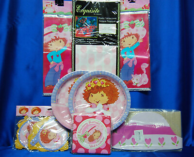 #ad Strawberry Shortcake Party Set # 9 Stickers Hats Banner Plates Napkins Loot Bags $39.99