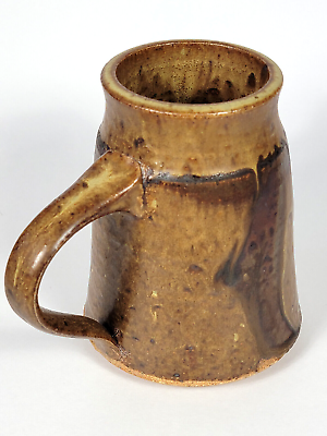 Studio Pottery Brown Drip Glaze Stoneware Large Mug Tankard Signed quot;Aquot; 5.5quot; $16.00