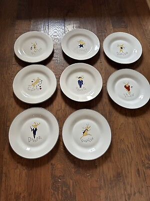 #ad #ad S 8 Pottery Barn Reindeer 11quot; dinner plates ** FULL set of 8 plates** China. $200.00