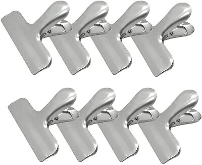 8 Pack Metal Chip Clips 3 Inch Wide Stainless Steel Heavy Duty Food Bag Clips $9.43