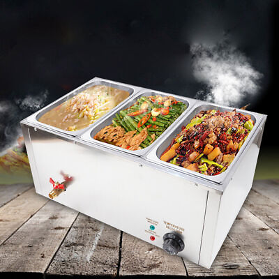 #ad 3 Pan Commercial Electric Food Warmer Steam Table Buffet Bain Marie Countertop $109.72