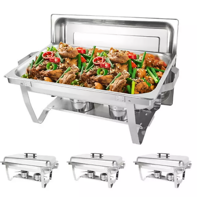 #ad Chafing Dish Stainless Steel Buffet Set Food Chafer Warmer Catering 4 Pack 8QT $95.59