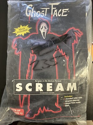 #ad Party City 2004 Scream Ghost Face Child Classic Costume One Size w Orig Receipt $55.00
