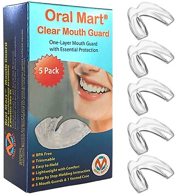 #ad #ad Oral Mart Pack of 5 Clear Mouth Guards for Grinding Teeth Moldable Anti G... $17.99