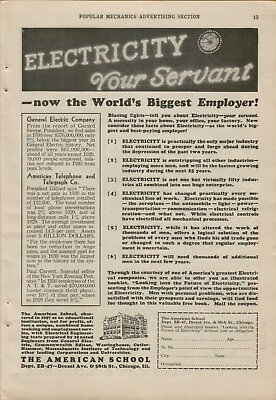 #ad 1931 The American School General Electric ATamp;T Employer Jobs VINTAGE PRINT AD $11.99