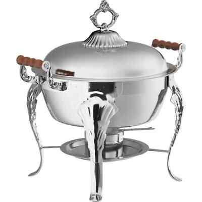 #ad Classic Round Chafer Elegant Stylish Lid Handle 18 8 Stainless Steel 5 Qt. $86.77