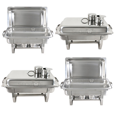 #ad 4 Pack Catering Stainness Steel Chafer Chafing Dish Sets 8 QT With Warmer $112.58
