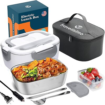 #ad TRAVELISIMO Electric Lunch Box for Adults 80W Fast Portable Heated Lunch Boxes $47.99